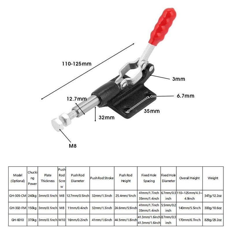 KSTE Iron Galvanized Quick Fixed Toggle Clamp Holding Latch Push