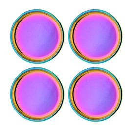 Ahimsa Stainless Steel Plates for Kids, 9" Colorful Stainless Steel Plates, Pediatrician Designed & Non Toxic, Unbreakable, Dishwasher Safe, Set of 4 Rainbow