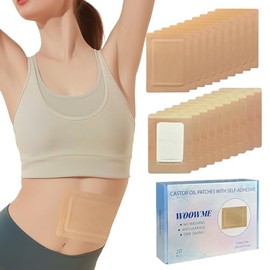 Castor Oil Patches, Parches de Aceite de Ricino Ombligo, Autoadhesivo y Antiderrames, No Requiere Lavado, Portátil (Aceite No Incluido), 20cm x 15cm, 
