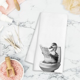 BAYOGITA Funny Newspaper Duck Bathroom Hand Towels, Gifts for Duck Lovers Women Men Decorative Hand Towels for Bathroom Washroom Restroom Decor, 16x24 Inch