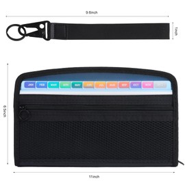 Qsszk Receipt Coupon Organizer, 12 Pockets Small Accordian File Organizer, 11x6 Inches, Expandable Folder Wallet for Coupon, Receipt, Cash, Bill Tickets, Card, Storage.