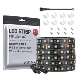 BTF-LIGHTING IP68 Waterproof Outdoor RGBW LED Strip 5050SMD RGB+Warm White(3000K-3500K) 4 Colors in 1 DC12V 16.4ft 5m 60LED/m Multi-Colored Tape Lights Can Work Under Water(No Adapter or Controller)
