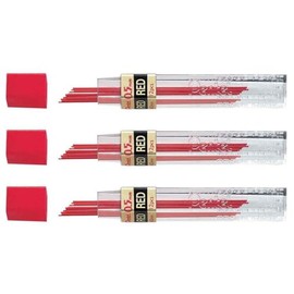 PENTEL 3 Packs of 12 Leads Red 0.5mm for Mechanical Pencil