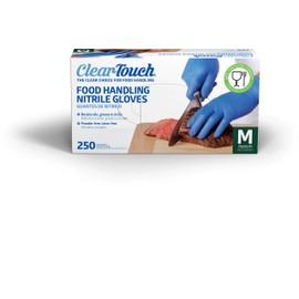 Medline Clear-Touch Food Handling Nitrile Gloves, Powder Free, Not Made From Natural Rubber Latex - Ideal for Kitchen Use and Food Preparation - Medium Size, Pack of 500