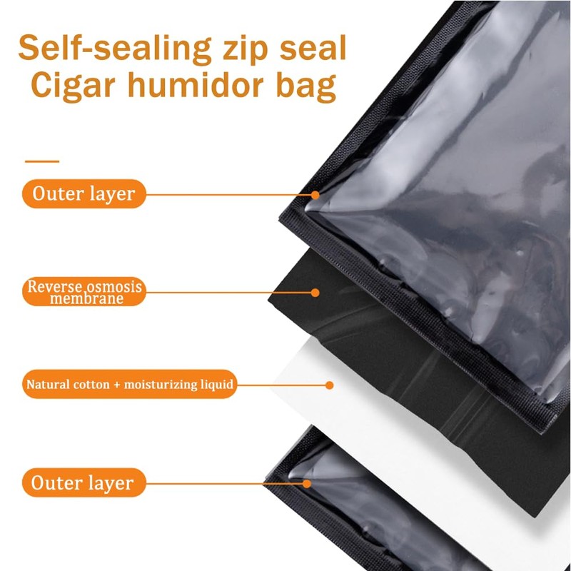 Premium 5-Pack Reusable Cigar Humidor Bags with Humidity Control |
