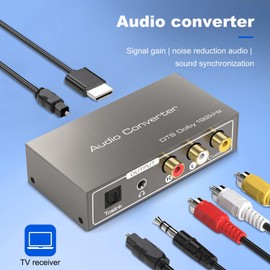 Peakloong 192Khz Audio Converter Toslink Optical Coaxial -Compatible ARC to Coaxial Toslink L/R 3.5mm Jack Adapter