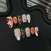10Pcs Handmade Press On Nails Medium Almond Fake Nails 3D