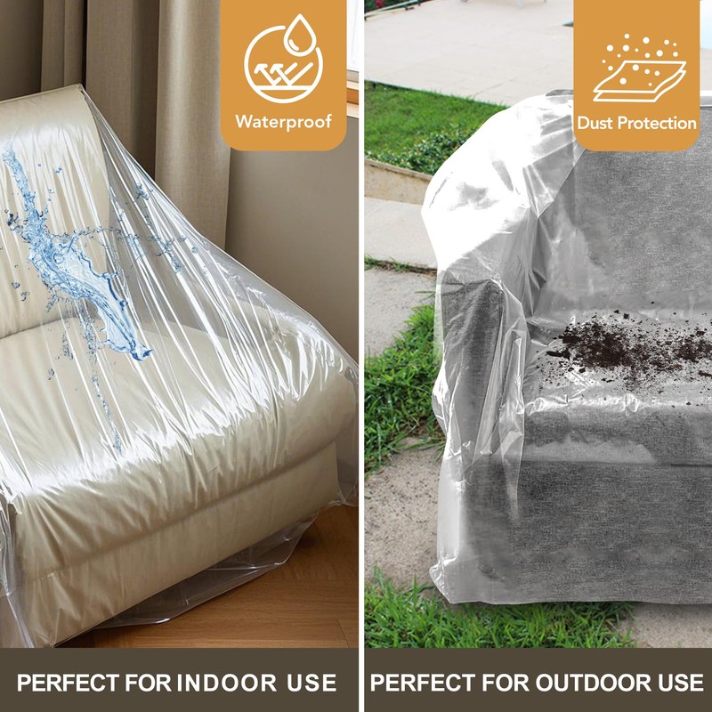 Vindafjord Clear Plastic Moving Sofa Couch Furniture Storage Covers