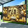 Nuxovilar 70th Birthday Banner Black Gold - Glittery Milestone Backdrop,