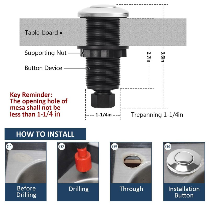 Etoolcity - Waste disposal air switch kit double outlet sink
