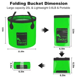 AUTODECO 3 Pcs 20L Collapsible Bucket 5 Gallon Water Container Folding Water Bucket with Handle Portable Wash Basin for Outdoor Gardening Camping Hiking Fishing (Blue & Dark Green & Orange)
