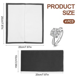 BOHUIZ 4 Stück Silberputztuch für Schmuck, 20 x 20cm Silber Poliertuch Wiederverwendbare Schmuck Reinigungstücher für Silber Gold Schmuck