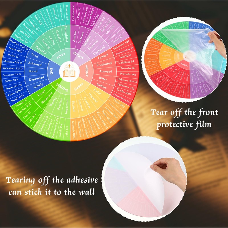 Eersida 2 Pcs Bible Emotion Wheel Chart 12 Inch Acrylic