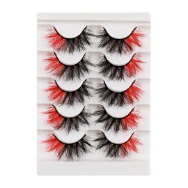 False Eyelashes, Colourful Fluffy Wispy Natural Volume Coloured Faux Mink Eyelashes, 20 mm, Valentines Festival Styles, Dramatic 3D Effect, Colour Fake Eyelashes for New Year, Cosplay, Party, Stage