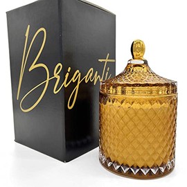 BRIGANTI Large Luxury Scented Candles in Amber Glass Candle Jar - Pomegranate Bliss Highly Scented Pomegranate and Tart Red Fruit | Natural Soy Wax Candle with Essential Oils, Long Lasting 16oz 3-Wick