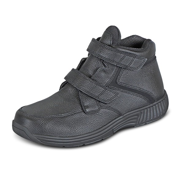 Orthofeet Men's Orthopedic Black Leather Glacier George Boots, Size 9