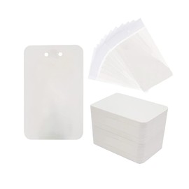 JIHUOO 100 Pcs Keychain Display Card Holder with Self Sealing Bags Keychain Packaging Supplies Jewelry Display Cards for Necklace Bracelet White