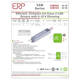 ERP Power Light | VZM100W-24 | Efficient, Compact CV Class 2 LED Drivers with 0-10 V Dimming