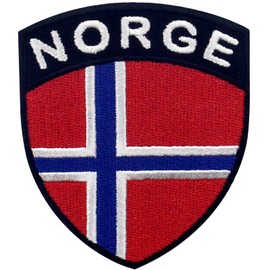EmbTao Norway Shield Flag Patch Embroidered Applique Iron On Sew On Norwegian National Emblem