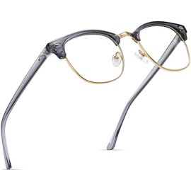 AOMASTE Blue Light Blocking Glasses Vintage Half Frame UV Clear Lens Anti Eyestrain Computer Gaming Glasses for Men Women