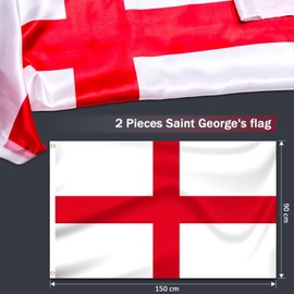 Brelet 2 Pcs England Flags St Georges Cross Flag 5ft x 3ft England Flag with Eyelets English Flag Bright Colours for Euros Football Decorations