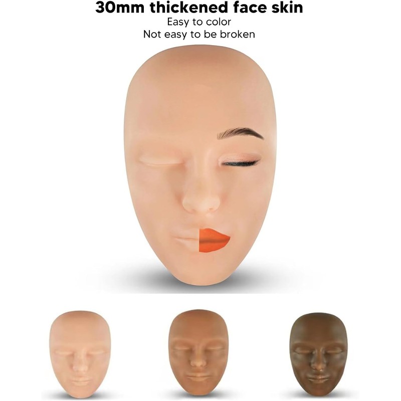 Modelo facial para práctica de microblading (cejas, delineador de ojos,