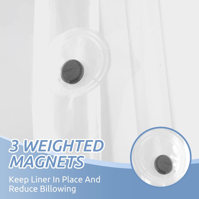 downluxe Waterproof White Shower Curtain Liner - EVA Soft Plastic