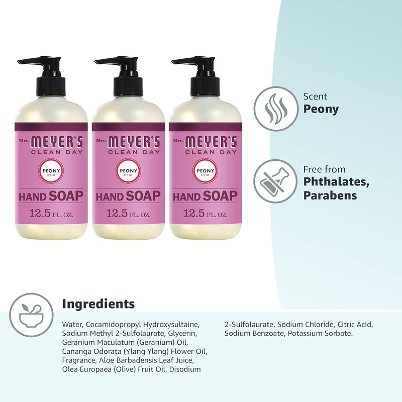 "Mrs. Meyer's Clean Day Hand Soap with Essential Oils, Biodegradable