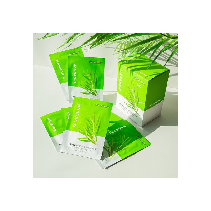Hanganic Tea Tree Soothing Mask Pack 100 Sheets / 한가닉