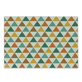 Ambesonne Geometric Cutting Board, Retro Style Triangle Forms Geometric Arrangement Colorful Shapes Vintage Pattern, Decorative Tempered Glass Cutting and Serving Board, Small Size, Multicolor