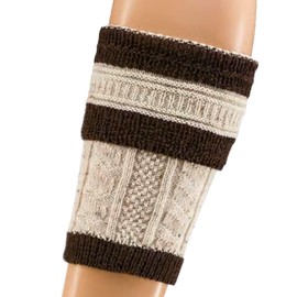 Traditional Men's Loferl 2-Piece Costume Socks Including Calf Warmers in Knitting Pattern Coloured Beige / Brown – Traditional Stockings Oktoberfest Folk Festival Lederhosen Costume Bavaria (Size 43