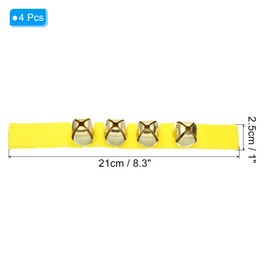 PATIKIL 4pcs Wrist Bells, Jingle Bells Ankle Bells Wrist Bells Bracelet Percussion Instruments Musical Rhythm Band with 4 Golden Bells for Party Christmas, Yellow