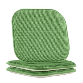 Elegant comfort Chair Cushion Covers with Ties and Non Skid Rubber Backing-Thick Memory Foam - Soft Cushion Pad- Rounded Square Seat Cover-16 x 16 Inches- Honeycomb Textured Pattern, Set of 2, Green