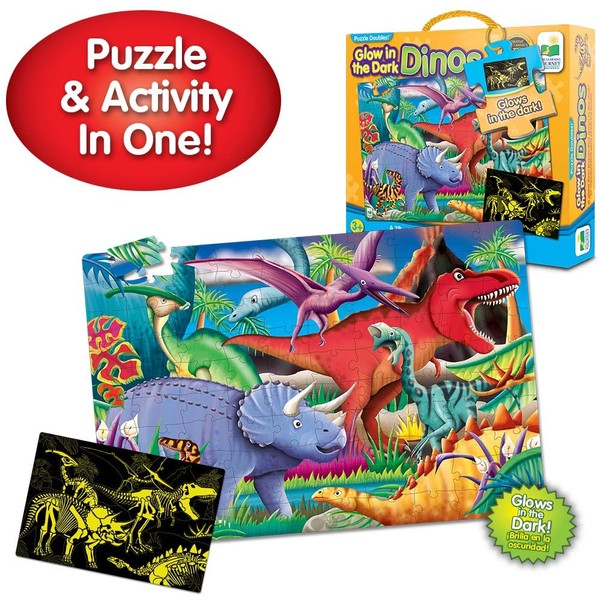 The Learning Journey Puzzle Doubles Glow in the Dark - Dinos - 100 Piece Glow in the Dark Preschool Puzzle (3 x 2 feet) - Educational Gifts for Boys & Girls Ages 3 and Up