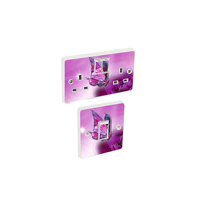 Purple Butterfly Light Switch & Double Socket Sticker Vinyl /