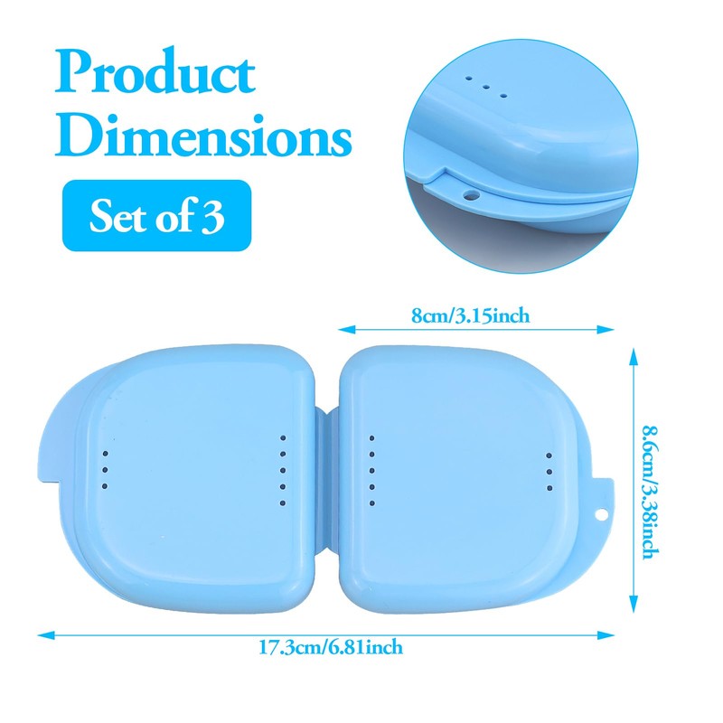 3 Pcs Retainer Case, False Teeth Container, Partial Mouth Guard