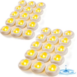 Auemaniliy 48-Pack 2” Floating Candle, 200 Hour Water Activated Warm White Battery Powered Flameless LED Floating Candle Floating for centerpieces/Bathtub/Pool/Fountain