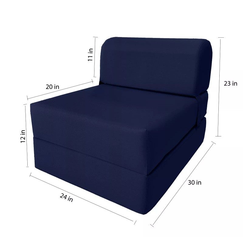 Danfuton Navy Sleeper Chair Folding Foam Beds, Portable Sleepover Sofa