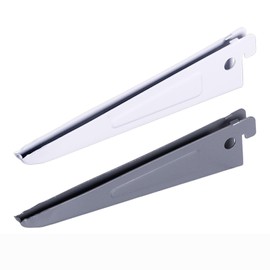 BOOMET Shelf brackets for wall rails, 2-row, white, 22 cm, pack of 4, 2 colours, steel shelf brackets, shelf brackets, wall shelf, shelf system, powder-coated