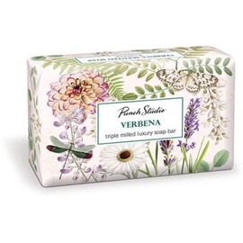 Punch Studio Verbana Scented Luxury Vegetable Based Triple Milled Soap Bar, 8 Ounce, Dragonfly Dahlia Design