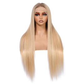 ORIGEN Ombre Brown Lace Front Wigs with Baby Hair for Black Women Human Hair Pre Plucked 13x6 Lace Frontal Glueless Wig Dark Roots to Bleach Blonde Mixed Golden Blonde Color 180% Density 28 Inch