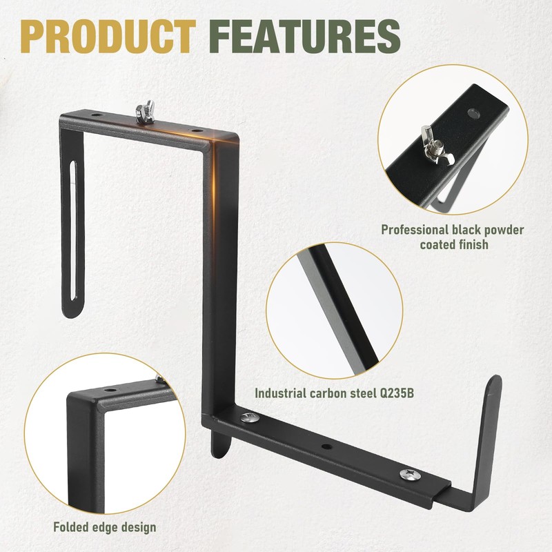 XZWMY 4-Pack Window Box Brackets,Adjustable Planter Box Brackets, Heavy Duty