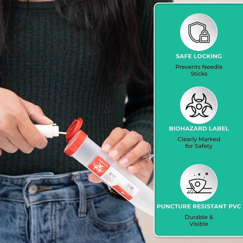 Sharps-Shuttle - Single Use Travel Sharps Container for Needles Syringes