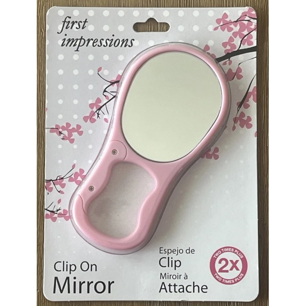 First Impressions Clip On Mirror Pink 2X Plus Dual Sided