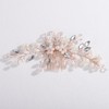 Lenjicons Wedding Rhinestone Pearls Hair Comb Handmade Flower Pearls Headpiece