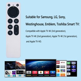 New Apple remote Apple 4K Replacement Apple tv Remote Control for Apple TV 4K/ Gen 1 2 3 4/ HD A1218 A1842 A1625 A1427 A1469 A2169 A1378