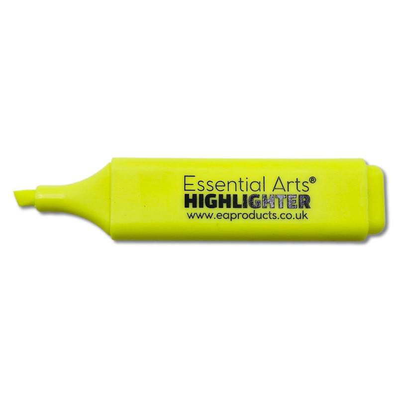 Essential Arts Square Yellow Highlighter Pen Pack of 10 |
