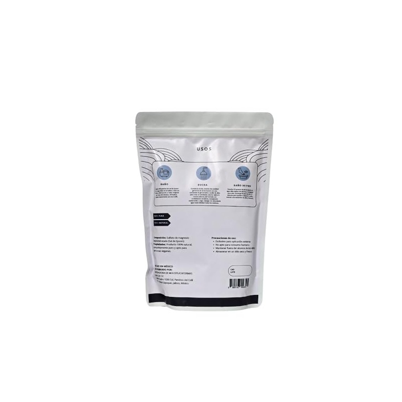 Sal Epsom Premium Natural baño jacuzzi spa relajante exfoliación masaje