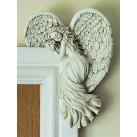 Door Frame Angel Wall Sculpture Vintage Style Shabby Chic Angelic Figurines Ornament Garden Home Art Decor Secret Fairy (Right)