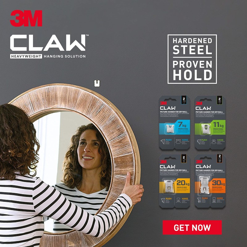 3M CLAW 3M Claw Plasterboard Picture Hanging Wall Hooks For